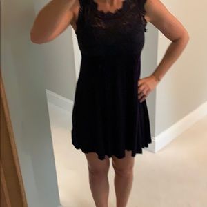 Navy dress with lace up top